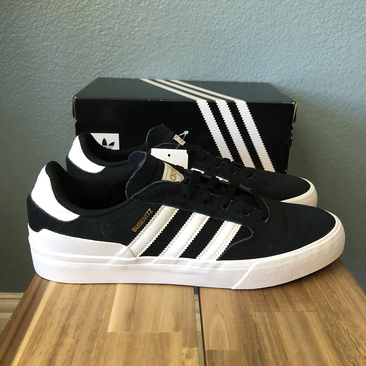 Adidas Busenitz Vulc - Men's Shoes Size 9 Black/White Classic Sneakers | eBay