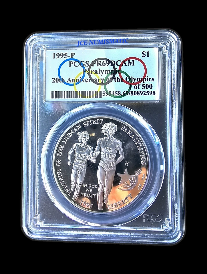 1995 -1 Dolar Paralympics GYMNASTIC PCGS PR69 DCAM 20TH ANNIVERSARY OLYMPIC 95 P - Image 3 of 4