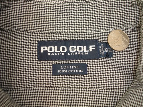 Polo Golf Ralph Lauren Long Sleeve Button Down Black White Micro Check Shirt XXL - Picture 6 of 6
