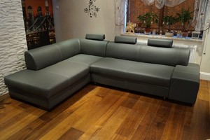 Grau Rindsleder Ecksofa 100 Echt Leder Sofa Eck Couch Mit Bettfunktion Volleder Ebay