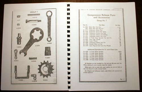 1913-14 Spacke Deluxe Motor Parts Book, Black & White, Spiral Bound Reproduction - Bild 3 von 4