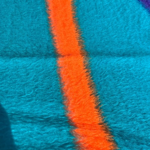 VTG 90's Charlotte Hornets Blanket Biederlack Fleece Throw Purple & Turquoise - Picture 9 of 14