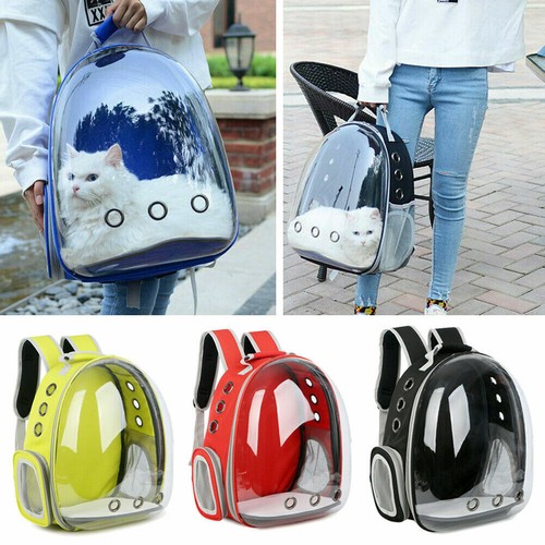 Bolso de transporte portátil para mascotas transpirable gato perro mochila transparente de viaje al aire libre - Imagen 3 de 14