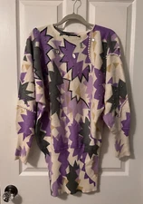 Vintage 80s Suzelle Sweater Sz S Women's Batwing Beaded Crewneck Wool Angora