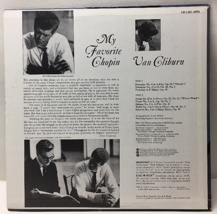 My Favorite Chopin Van Cliburn LSC-2576 Lp Record NM | eBay