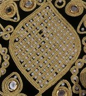 Vintage Navy Blue  Velvet Tea Cozy Mirrored With Pearl Beads Gold Trim — photo 5