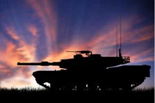Armored Military Tank At Sunset Silhouette Photo Art Print Poster 18x12