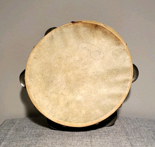 Vintage Rogers Drums 8" Orchestral Tambourine with Original Calf Head - Picture 2 of 5