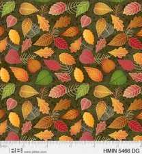 P&B Textiles Harvest Minis Graphic Leaves Dark Green Thanksgiving
