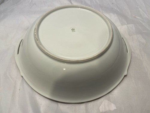 Nippon handbemalt 10" Schale Goldrand Blumen Griffe rosa lila weiß grün - Bild 5 von 11