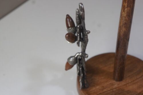 Wooden Countertop Paper Towel Holder with Metal and Wood Acorn Decor Accent - Picture 8 of 17