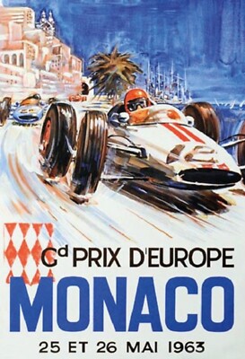 Top-Schilder, versch. Größen, Grand Prix Monaco, Formel 1, 1963, neu & ovp