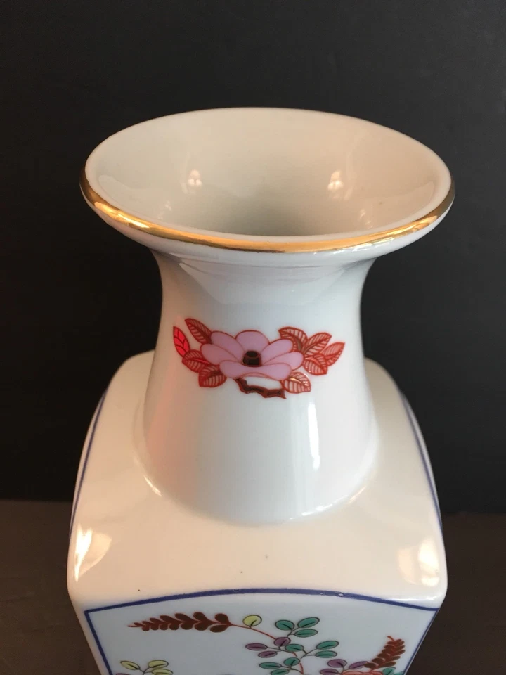 Jarrón estilo Imari de colección diseño floral oriental japonés con adornos dorados Japón 10 1/2" Foto 3 de 4