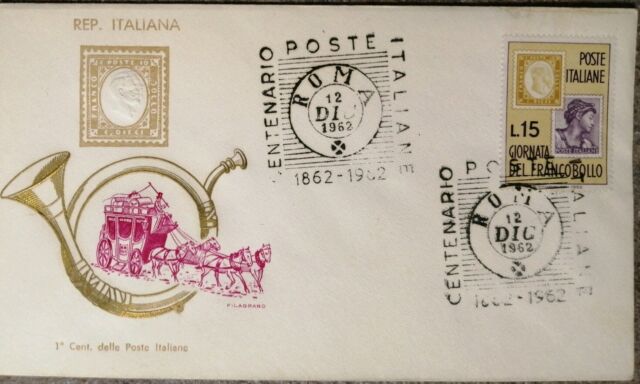 Italy 1962 FDC Filagrano 1st CENTENARY Italian Post Office special cancellation Rome-
