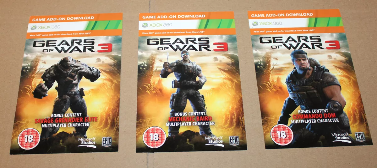 Gears of War 3 Mechanic Baird Dom & Grenadier Cards USED Sold as  Collectibles