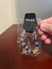 7" Multicolor and Butterfly Bead Clasp Bracelet with Metal Butterfly Charm-New