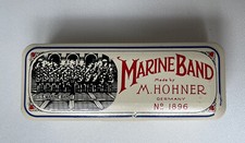 Vintage M. Hohner 1896/20 Marine Band Harmonica Key of C Germany With Box -C55