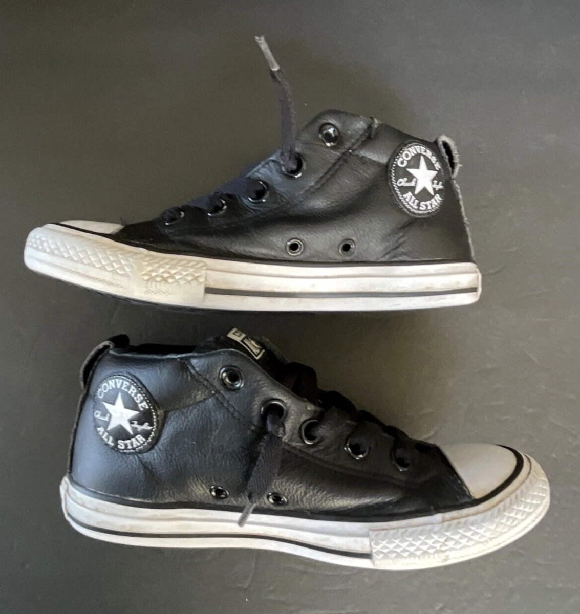 Black Leather Converse Chuck Taylor All Size 2 Junior 648581c) | eBay