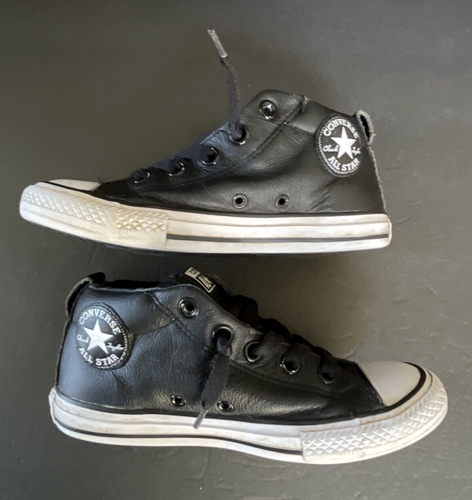 Schwarze Leder Converse Chuck Taylor All Star Gr. 2 Junior (648581c)