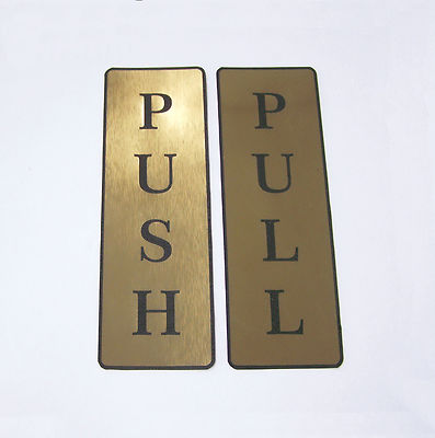 Push and Pull Haustürschild Lasergravur Aufkleber Silber & Gold - Set