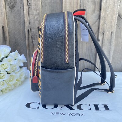 NWT Coach C6987 Court Backpack Canvas & Leather w Tiger Print