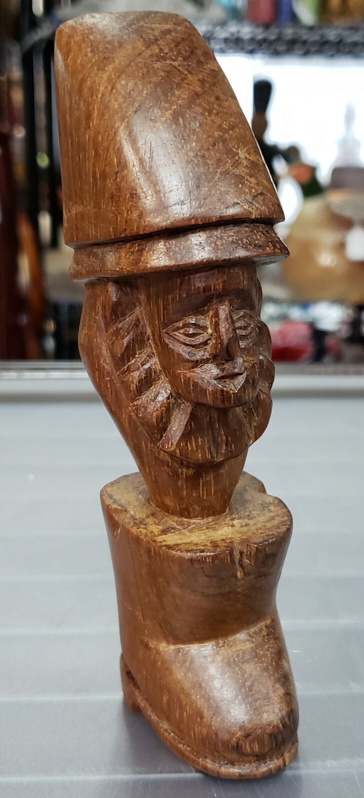 Vintage Wooden Gnome in Boot Shoe Horn/Boot Jack Gem