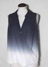 I.N.C. Sleeveless Blouson Style Top Blouse Black Grey White Sz 12