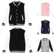 Unisex Baseball Jacket Varsity College Uniform Women Sport Coat Mens Outwear Top