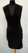 Missguided Black Halter Dress Size 12 Ruched Polyester Womens