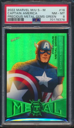2022 Metal Spider-Man Precious Metal Gems Green PMG 16 Captain America /10 PSA 8