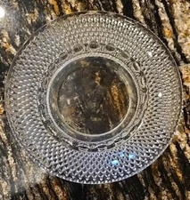 Vintage Glass Ashtray 6” Round Hobnail Textured Clear MCM Retro
