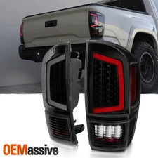 Fits 2016-2022 Toyota Tacoma Pickup Black Smoked Full LED Tube Tail Lights