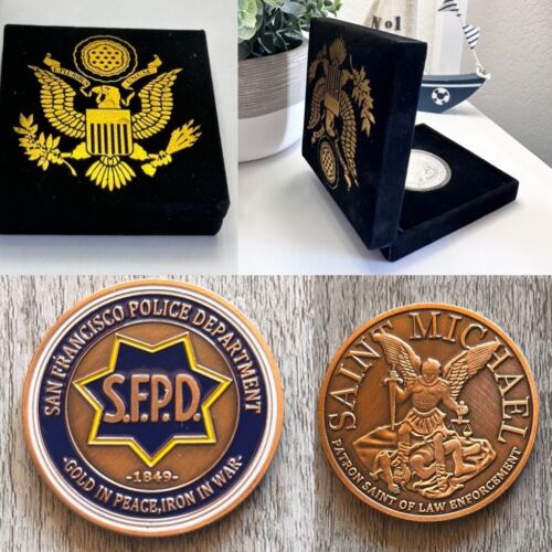 San Francisco SFPD POLICE DEPARTMENT Bronzed FINISH Challenge Coin & velvet case - Afbeelding 1 van 5