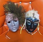 2 Face Mask Paradise Collection Mardi Gras Ceramic Painted Wall Hanging