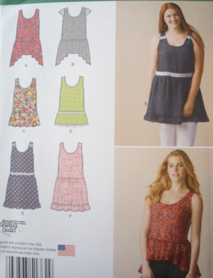 Simplicity Pattern 1362  Loose-Fit Mini dress Tunic w/Hem & Trim Opt XXS-XXL