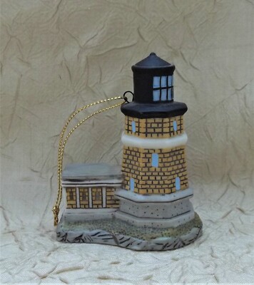 Lefton Vintage 1995 Light House Resin Christmas Ornament Nautical Holiday