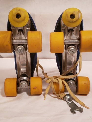 Vintage Yellow & Blue Shoe Roller Skates, Adidas Inserts, Unbranded, Heeled Shoe - 第 8/12 張圖片