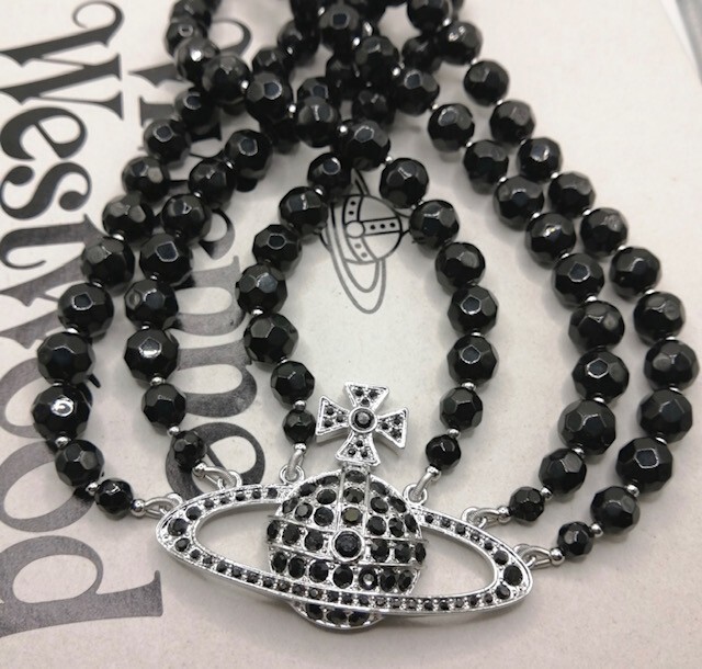 ☆vivienne westwood☆MESSALINE 3連 オーブロゴ チョーカー 黒