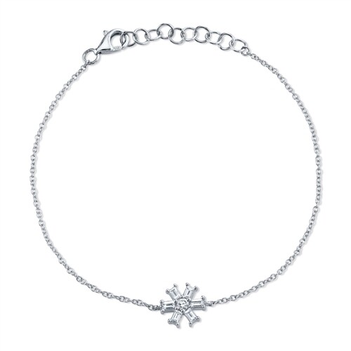 Diamants Baguette Flocon Boucles D'Oreilles 14K or Blanc 0.35 CT Naturel - Photo 2 sur 3