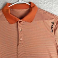 Reebok Men's Polyester Play Dry  Active Wear Orange Stripe Polo Shirt Size Large