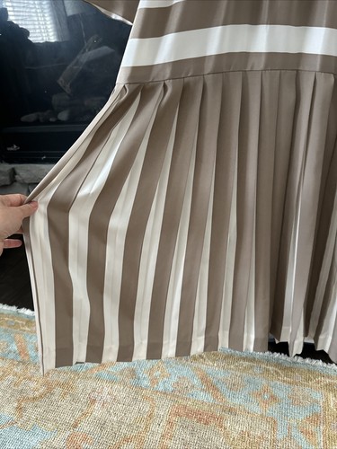 Vestido midi vintage años 80 90 Blake Elizabeth talla 10 plisado beige blanco a rayas - Imagen 6 de 13