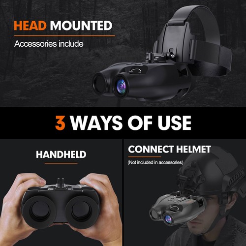 Helmet 3D Nachtsicht Brille IR 1080P Infrarot Fernglas Kopf Halterung mit 32G TF - Bild 6 von 22