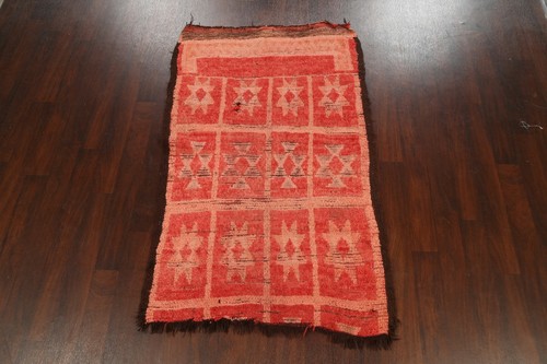 Antique Tribal Geometric Authentic Moroccan Oriental Area Rug Handmade Wool 4x6 - Picture 3 of 12