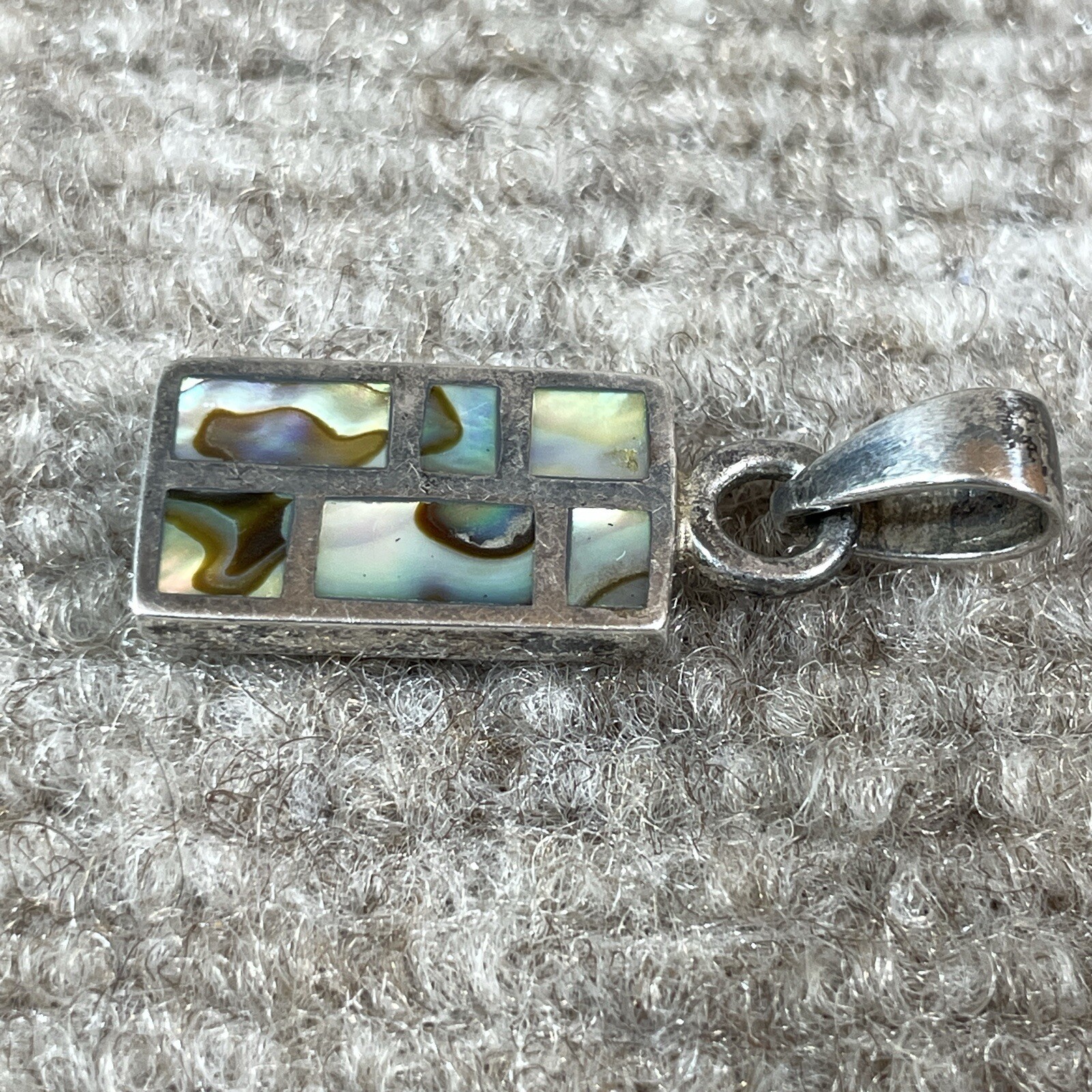 Sterling Silver 925 Rectangular Inlaid Abalone Sh… - image 3