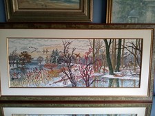 Large Framed Cross Stitch Picture 26" W x 54" L
