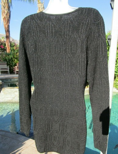 NEW Cache top blouse sweater tunic M/L black slight sparkle V-neck long sleeve - Picture 3 of 3
