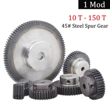 1 Mod 45# Steel Spur Gear 10-150T Bore 4-25mm Pinion Gear with Step Motor Gear