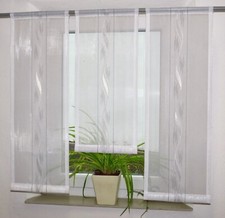 Scheibengardine 3 Teile Bistro Vorhang modern Voile weiß schwarz Wellen exklusiv