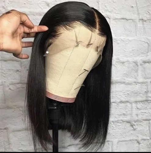 200% Density 13x4 Short Bob Straight Brazilian Remy Hair HD Transparent Lace - Picture 3 of 6