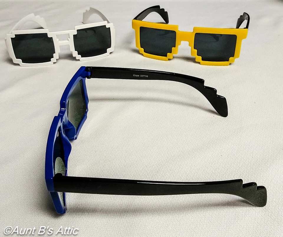 Gafas de sol Pixel divertidas surtidas novedad marco de plástico gafas hipster pixeladas Foto 3 de 3